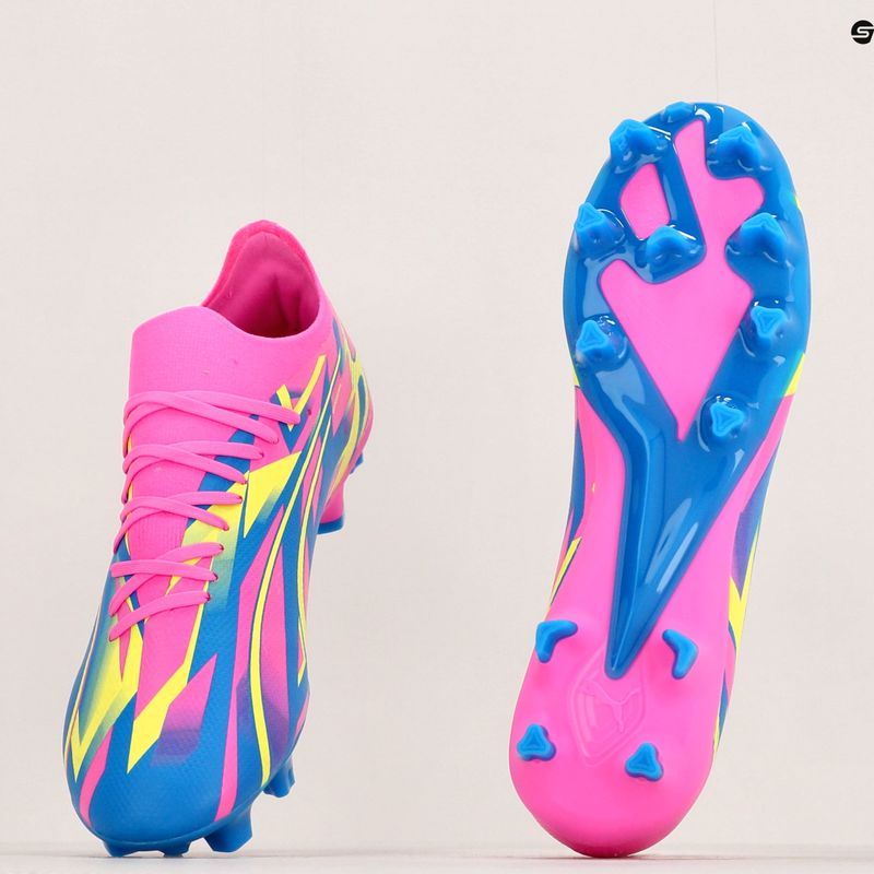 PUMA Ultra Match Energy FG/AG ghete de fotbal pentru bărbați roz luminos/alarmă galbenă/alarmă galbenă/albastru ultra 21
