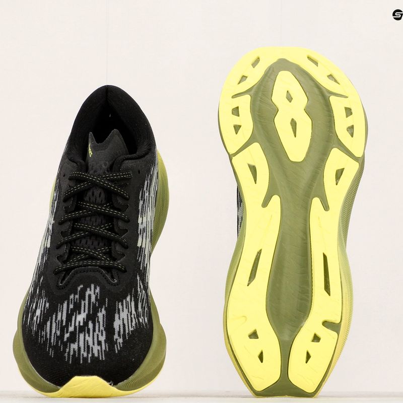ASICS Novablast 3 negru/verde frunze uscate pantofi de alergare pentru bărbați 12
