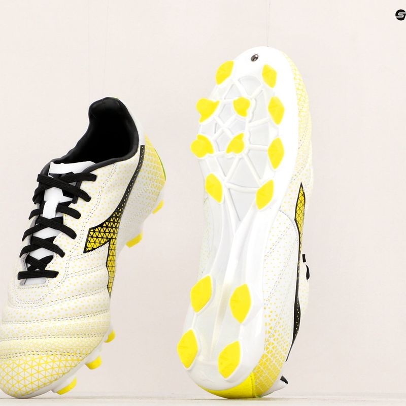 Ghete de fotbal pentru copii Diadora Brasil Elite GR LT LPU Y alb/negru/galben-fluo 18