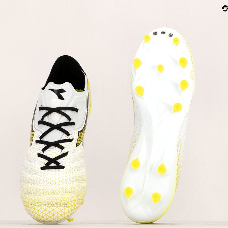 Ghete de fotbal Diadora Brasil Elite Tech GR LPX pentru bărbați, alb/negru/galben-fluo 19