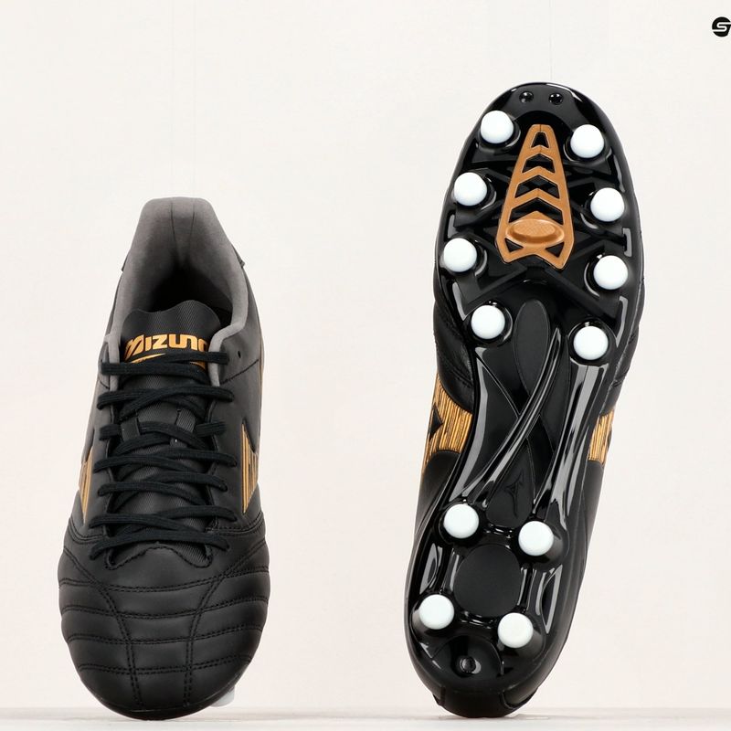 Ghete de fotbal Mizuno Morelia Neo IV Pro AG pentru bărbați, negru/auriu/negru 13