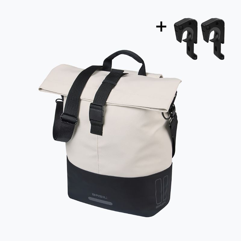 Geantă de bicicletă Basil Cove Shopper MIK Hooks 16 l off white/black 2