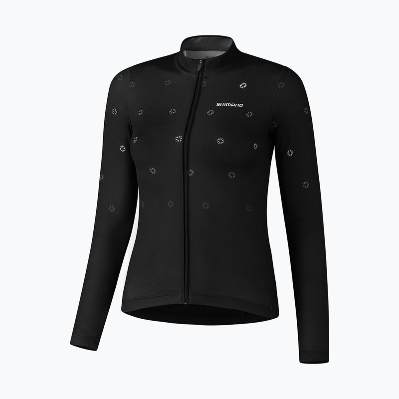 Tricou de ciclism pentru femei Shimano Kaede Printed Jersey LS negru PCWJSPWUE12WL0114