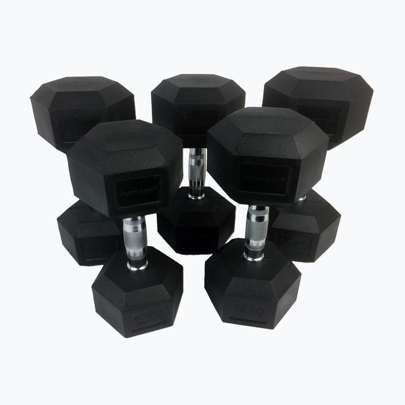 Set de haltere Tunturi Rubber Dumbbellset 12-20 kg black