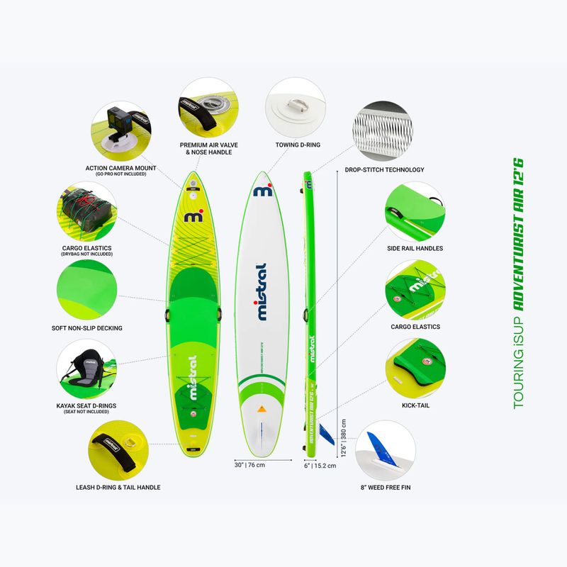 Placă SUP Mistral Adventurist Air 12ʼ6" x 30 (V2) green/yellow 19