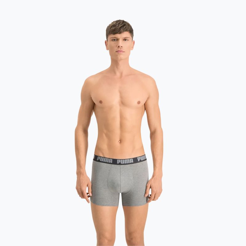 Boxeri pentru bărbați PUMA Basic 2 pary dark grey melange/black