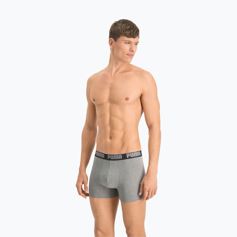 Boxeri pentru bărbați PUMA Basic 2 pary dark grey melange/black