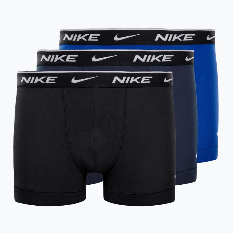 Boxeri pentru bărbați Nike Everyday Cotton Stretch Trunk 3Pk UB1 obsidian / game royal / negru