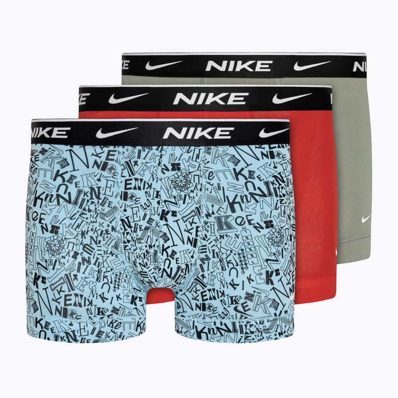 Boxeri pentru bărbați Nike Everyday Cotton Stretch Trunk 3 pary aquarius blue lg print/grey/uni red