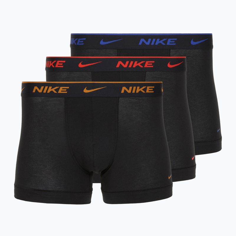 Boxeri pentru bărbați Nike Everyday Cotton Stretch Trunk 3 perechi black lig crim/des och/deep night logo waistband