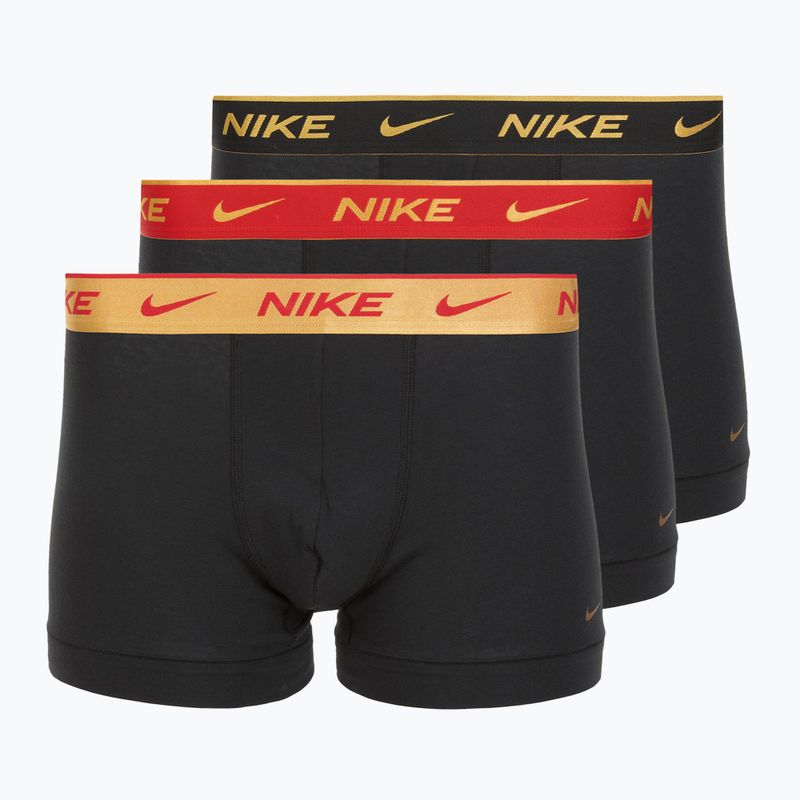 Boxeri pentru bărbați Nike Everyday Cotton Stretch Trunk 3 perechi blk/university red/wheat gold/black high shine wb