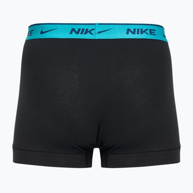 Boxeri pentru bărbați Nike Everyday Cotton Stretch Trunk 3 perechi black light amry blue/dusty cactus/black waistband 2