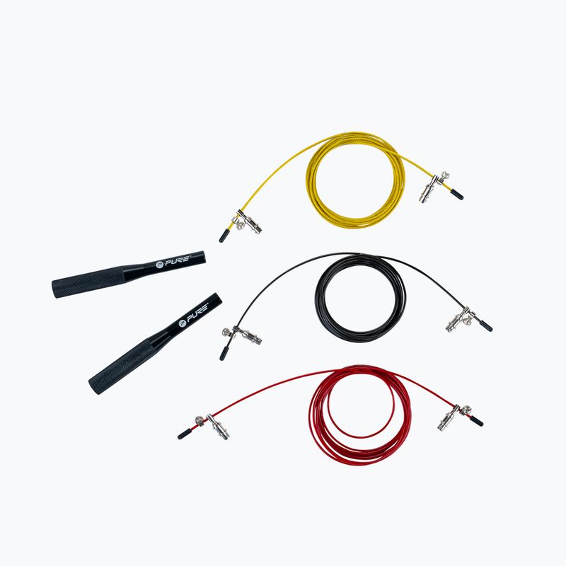 Pure2Improvează coarda de sărituri cu greutate Jump Rope 3W1 cu 3 frânghii colorate 2333