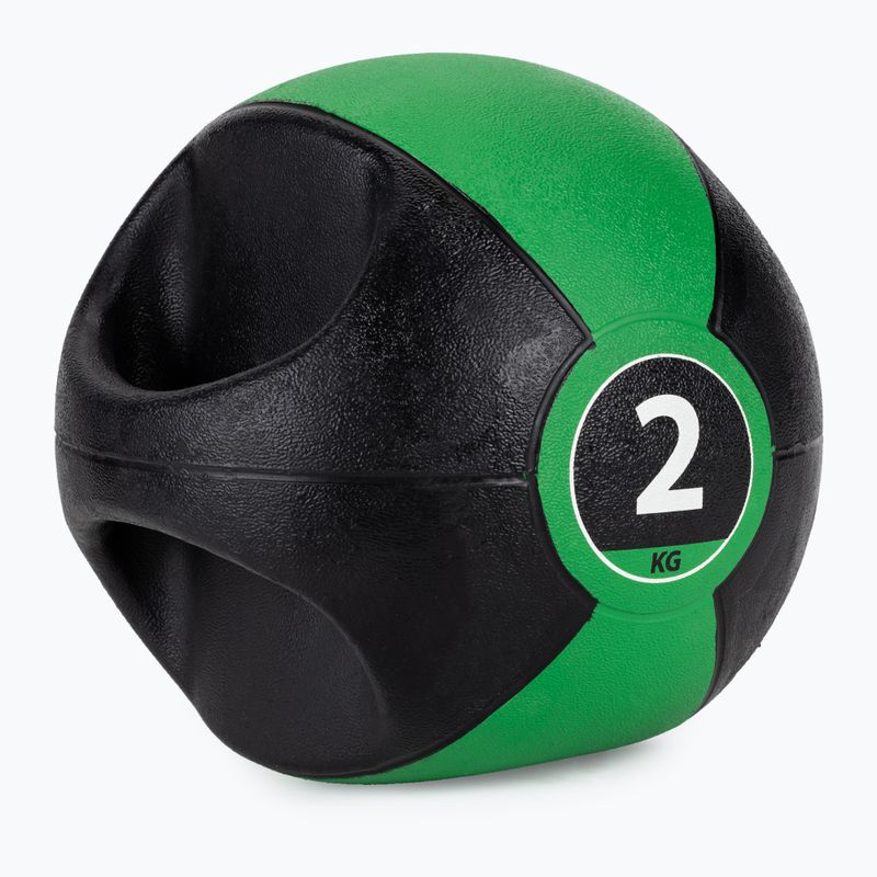P2I201990 minge medicinală cu mânere Pure2Improve 2 kg verde P2I201980