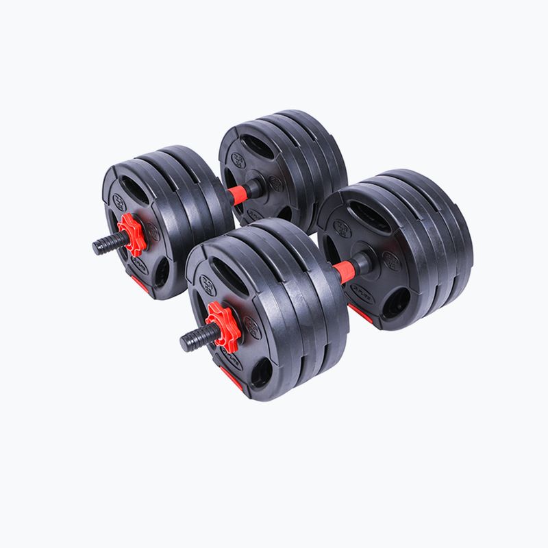 Pure2Improve Hybrid Dumbell / Barbell 30 kg haltere cu funcție de barbell negru și roșu P2I202350 2