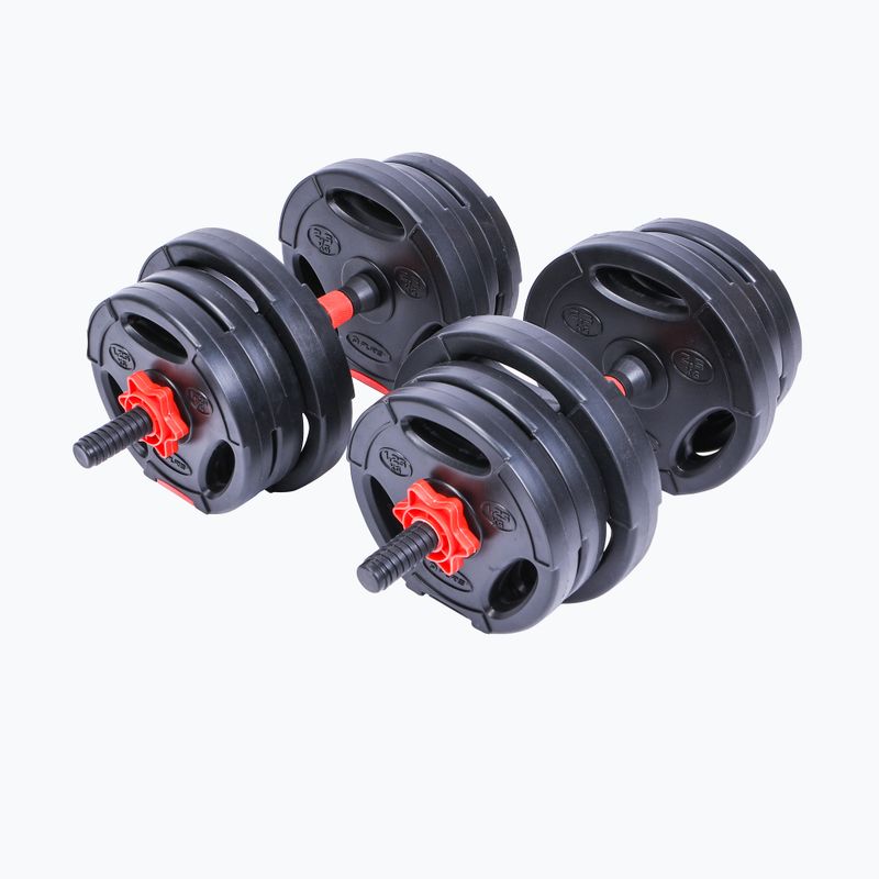 Gantere cu funcție de halteră Pure2Improve Hybrid Dumbell/Barbell negru-roșu P2I202340 2