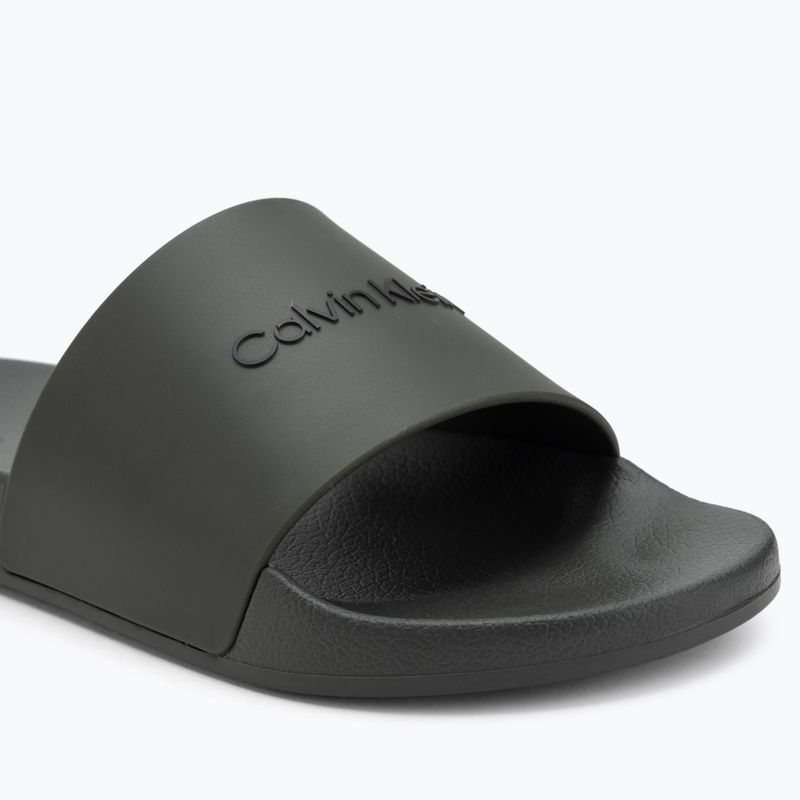 Papuci pentru bărbați Calvin Klein HM0HM00455 Pool Slide Rubber dark olive 7