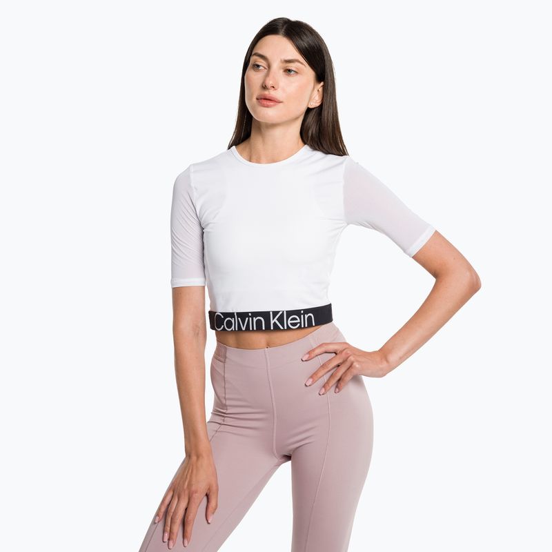 Tricou Calvin Klein Knit alb strălucitor pentru femei