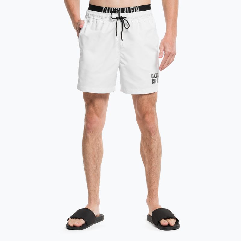 Pantaloni scurți de înot pentru bărbați Calvin Klein Medium Double Waistband alb 5
