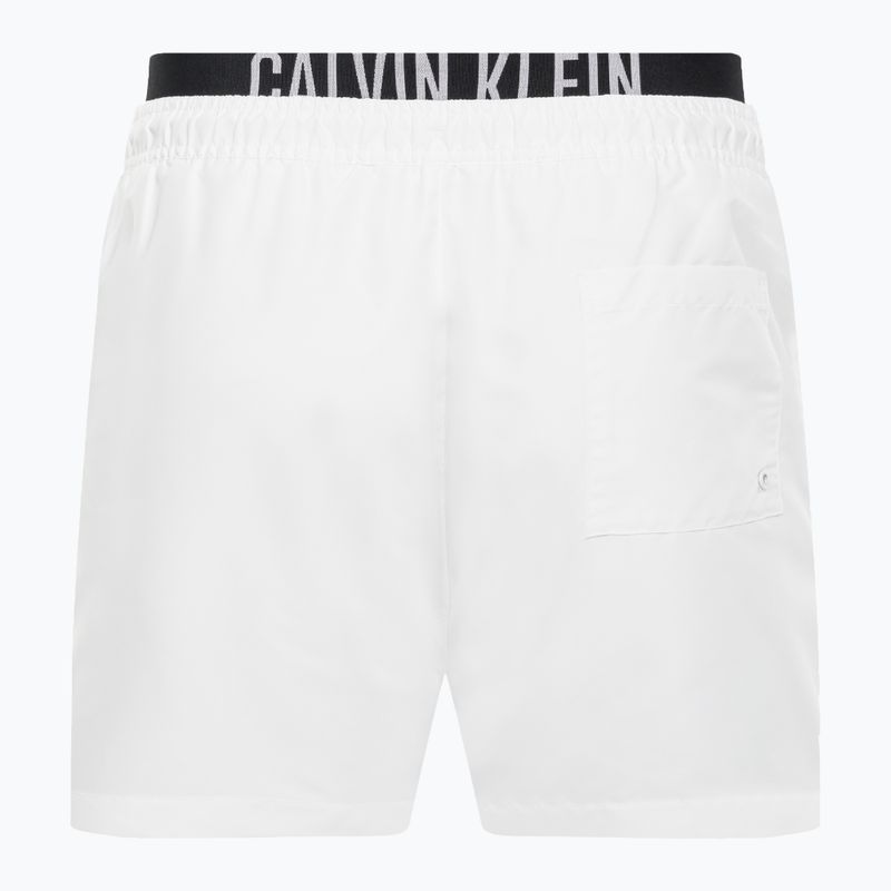 Pantaloni scurți de înot pentru bărbați Calvin Klein Medium Double Waistband alb 2