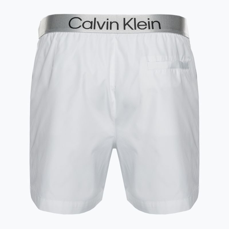 Bărbați Calvin Klein Medium Pantaloni scurți de înot cu cordon, alb 2