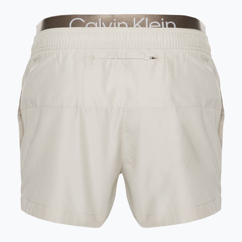 Pantaloni scurți de baie bărbați Calvin Klein Short Double Wb bej pentru bărbați 2