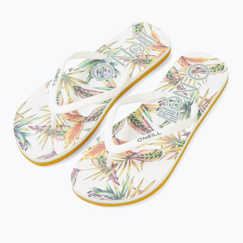 Șlapi de plajă pentru femei O'Neill Profile Graphic cu flori tropicale albe 9