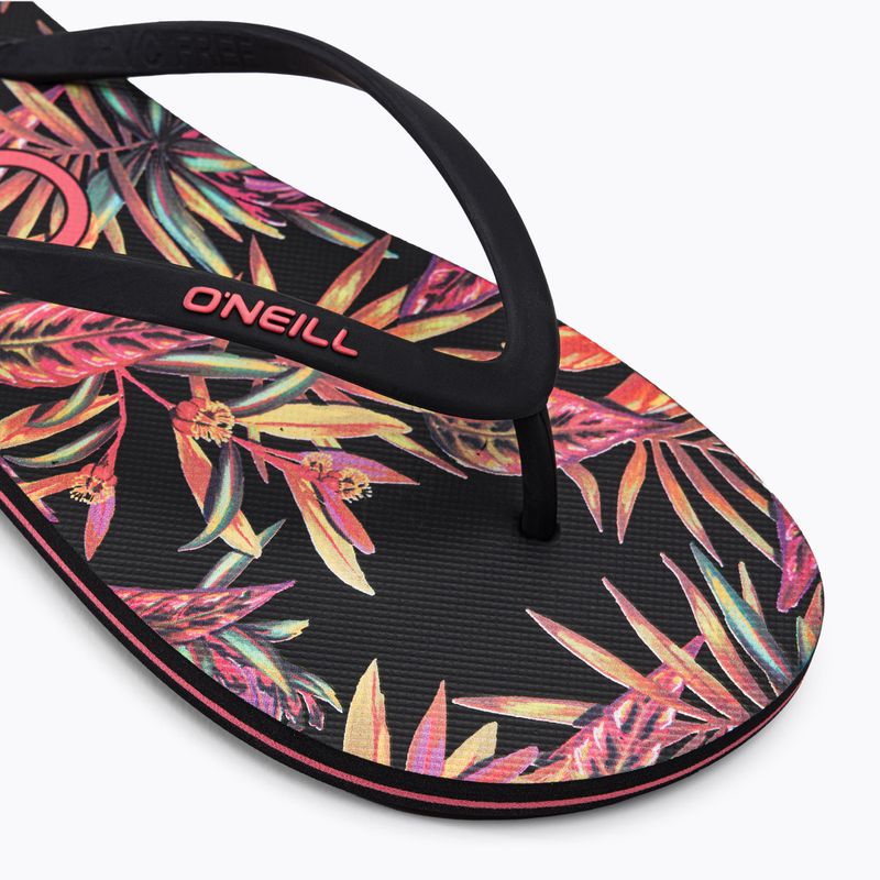 Șlapi O'Neill Profile Graphic pentru femei, cu flori tropicale negre 7