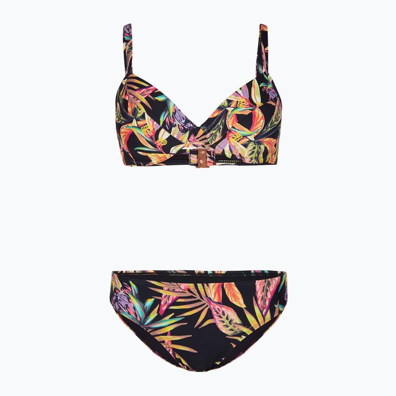Costum de baie din două piese pentru femei O'Neill Julia Wb Rita Bikini negru floare tropicală