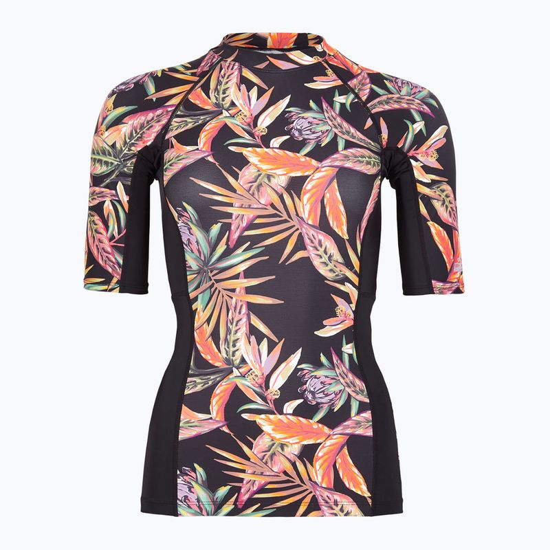 Cămașă de baie pentru femei O'Neill Anglet Skin SS negru floare tropicală