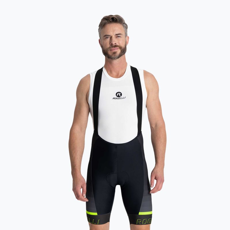 Rogelli Hero II Bib Short pantaloni scurți de ciclism pentru bărbați galben/gri/negru