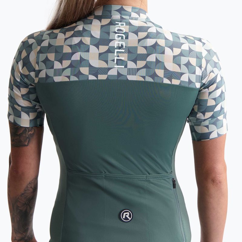 Tricou de ciclism pentru femei Rogelli Essential Graphic mentă/galben