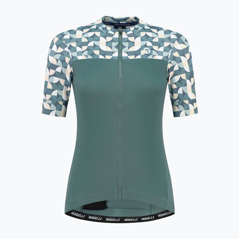 Tricou de ciclism pentru femei Rogelli Essential Graphic mentă/galben