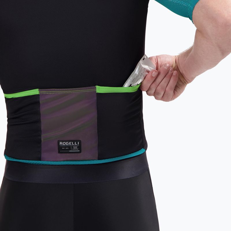 Tricou de ciclism pentru bărbați Rogelli Fast black/teal/green 5