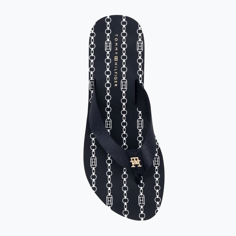 Papuci pentru femei Tommy Hilfiger Im Th Chainprint Midwedge Sandal space blue 5