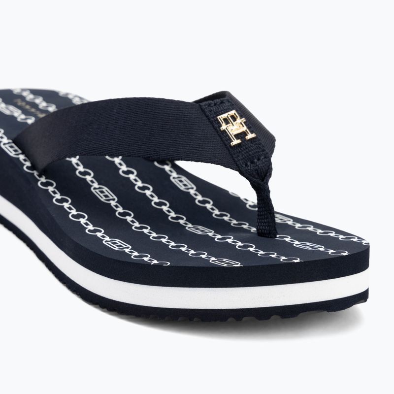 Papuci pentru femei Tommy Hilfiger Im Th Chainprint Midwedge Sandal space blue 7