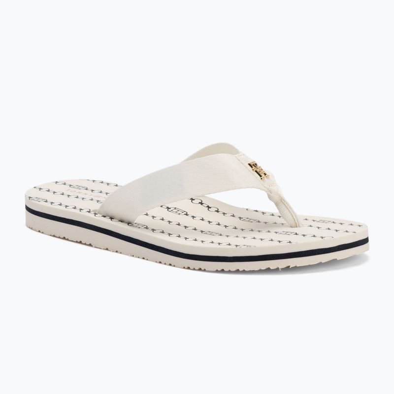 Papuci pentru femei Tommy Hilfiger Chain Print Beach Sandal ivory
