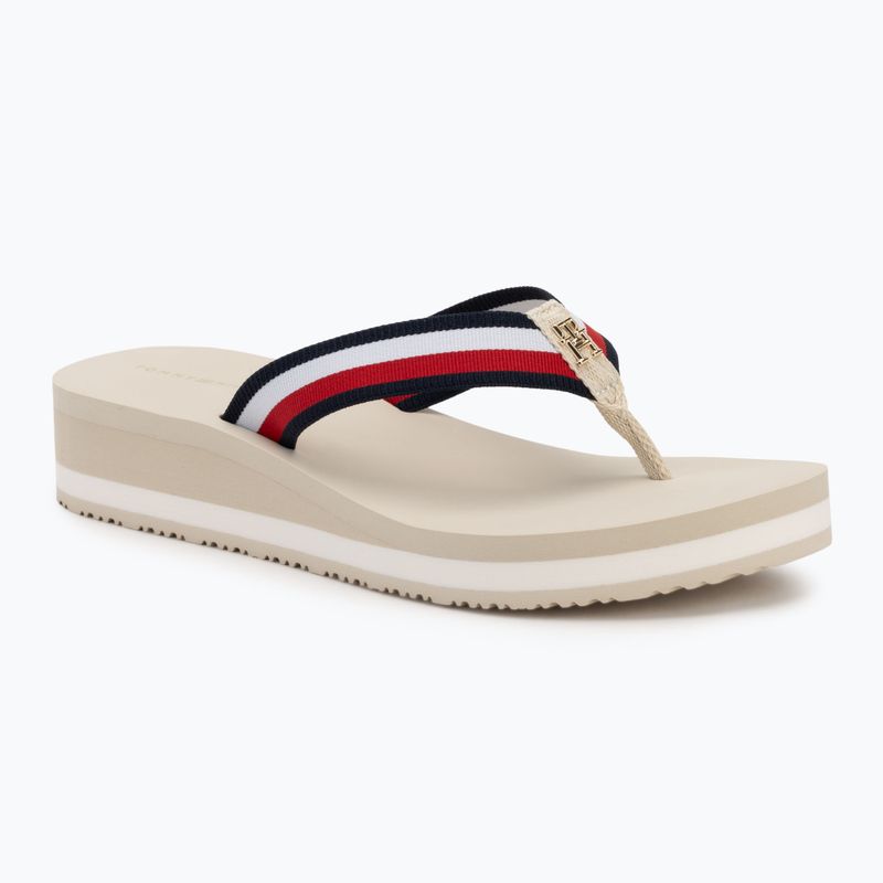 Papuci pentru femei Tommy Hilfiger Corp Mid Wedge Beach Sandal muslin