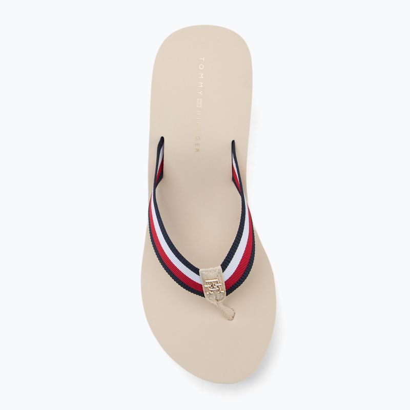 Papuci pentru femei Tommy Hilfiger Corporate Wedge Beach Sandal muslin 5