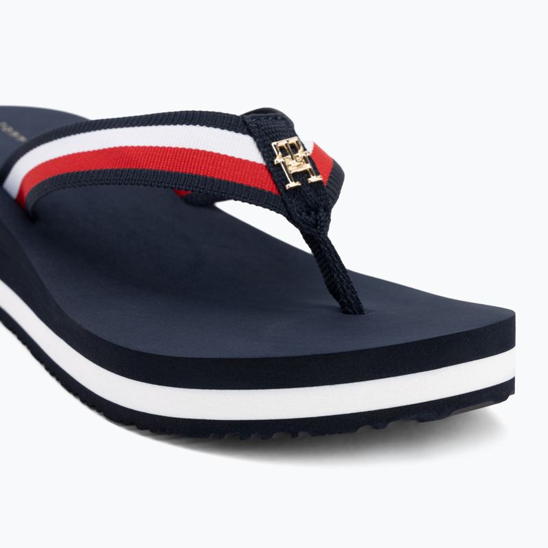 Papuci pentru femei Tommy Hilfiger Corp Mid Wedge Beach Sandal space blue 7