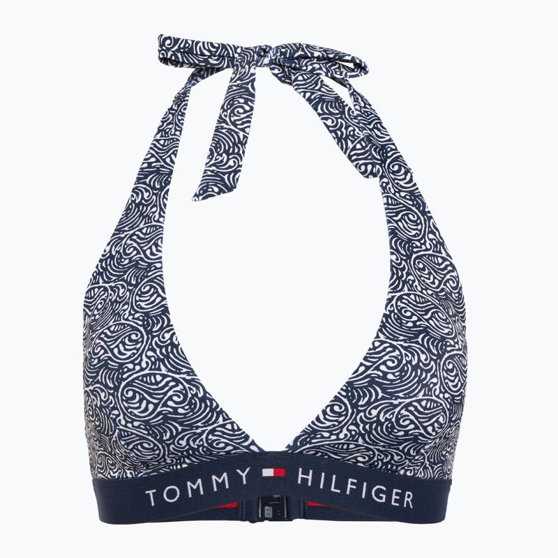 Partea de sus a costumului de baie Tommy Hilfiger Halter Rp Print illustrated wave dark night navy