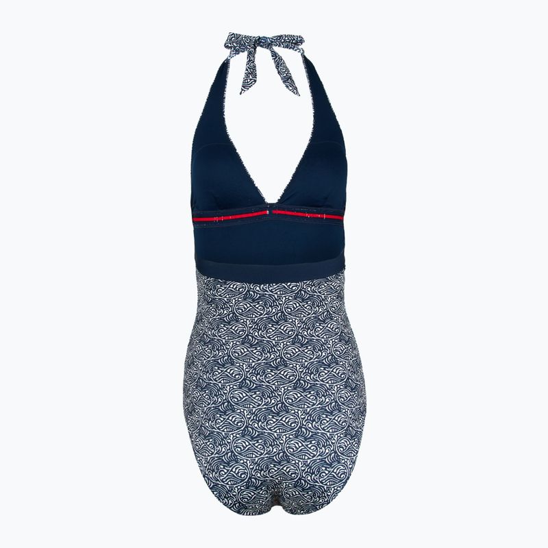 Costum de baie dintr-o bucată pentru femei Tommy Hilfiger Halter One Piece Rp Print illustrated wave dark night navy 2