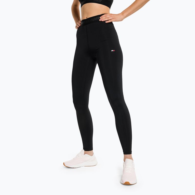 Jambiere de antrenament pentru femei Tommy Hilfiger Hw Branded Tape Full Length negru
