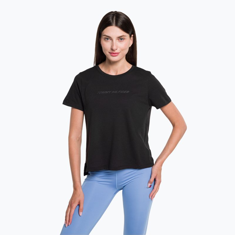 Tommy Hilfiger Performance Mesh Tee negru tricou de antrenament pentru femei