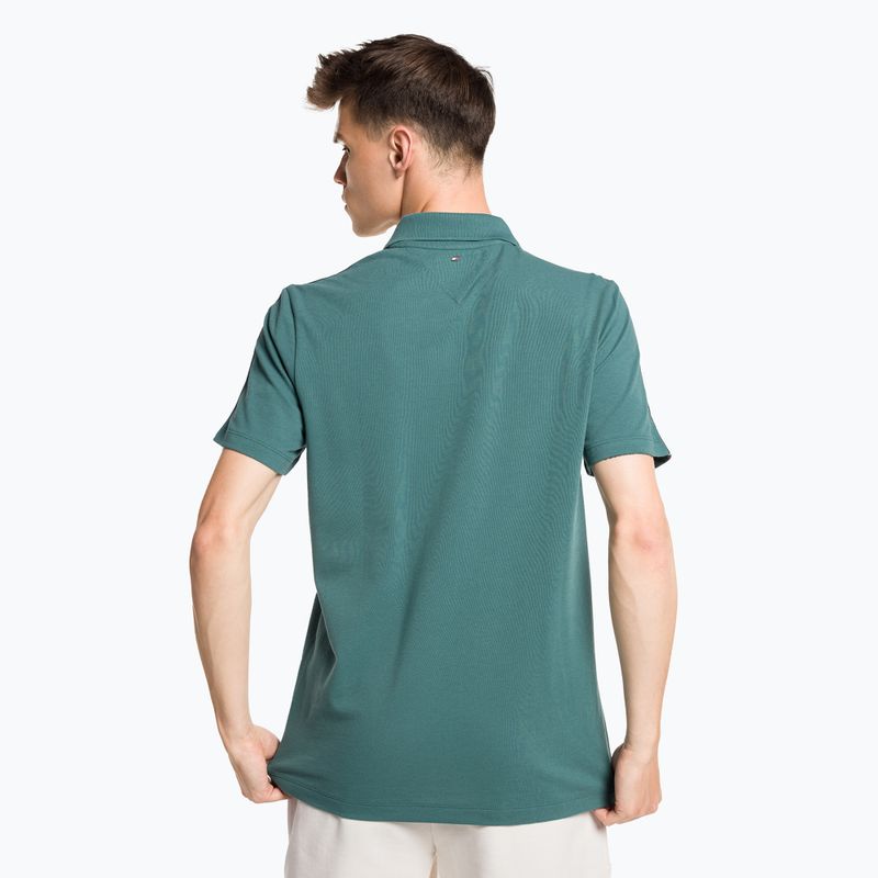 Tricou de antrenament pentru bărbați Tommy Hilfiger Textured Tape Polo verde 3