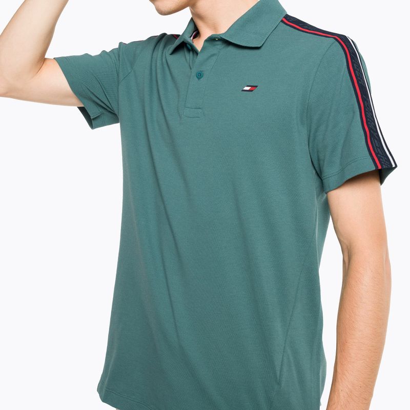 Tricou de antrenament pentru bărbați Tommy Hilfiger Textured Tape Polo verde 4