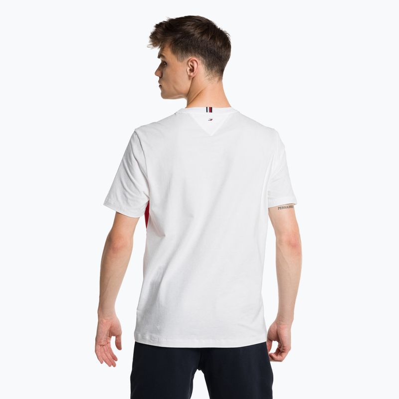 Tommy Hilfiger Colorblocked Colorblocked Mix Media S/S cămașă de antrenament pentru bărbați alb 3