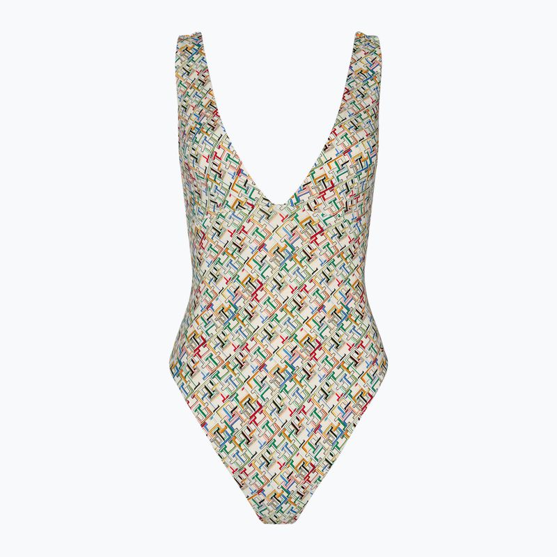 Costum de baie dintr-un element pentru femei Tommy Hilfiger Plunge One Piece th multi monogram calico