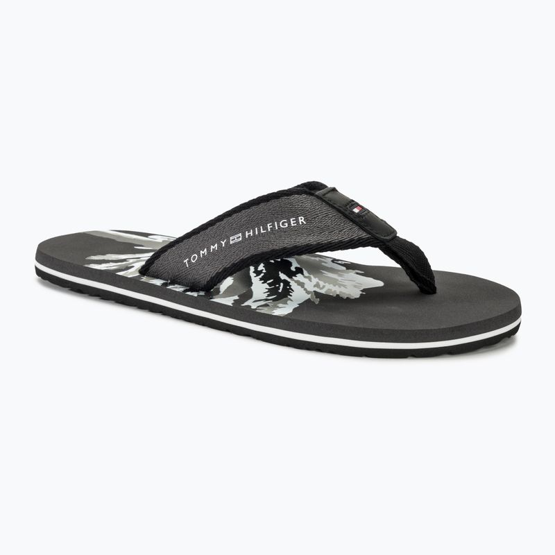 Papuci pentru bărbați Tommy Hilfiger Palm Print Beach Sandal dark ash