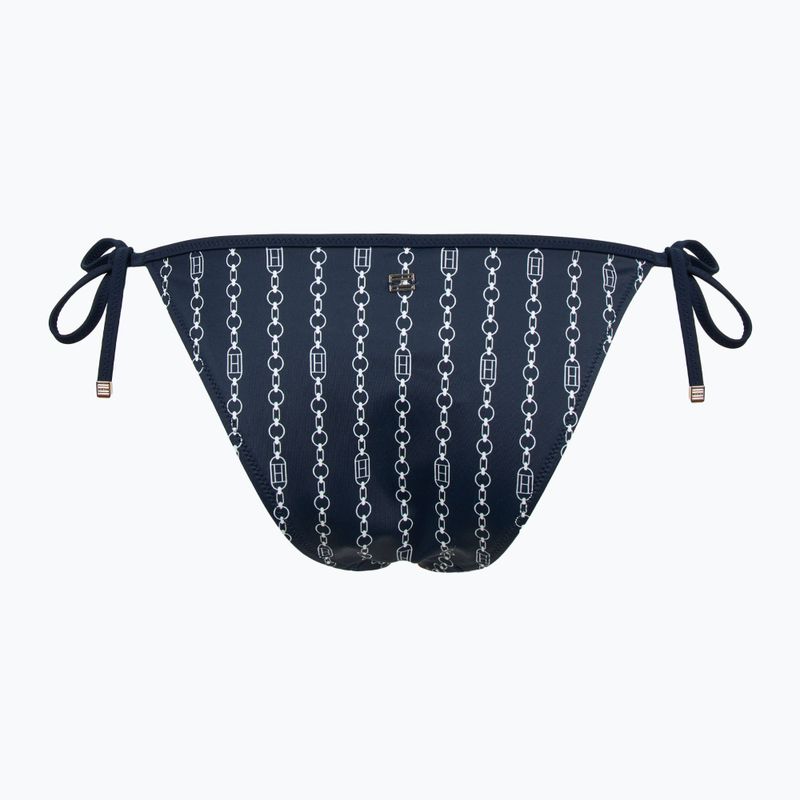 Partea de jos a costumului de baie Tommy Hilfiger Cheeky String Side Tie Print flag chain dark night navy 2